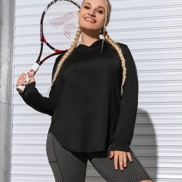 NEW Black Lightweight Hooded Gym Top - Picture 4 of 7